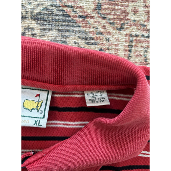 Augusta National Golf Shop Masters Red Striped Cotton Golf Polo Shirt Men XL - Picture 4 of 9